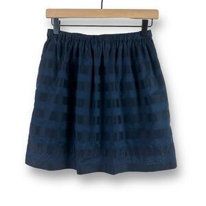 Gap Size XS Pull On Mini Skirt Navy Blue Checker Stripe 100% Cotton With Pockets